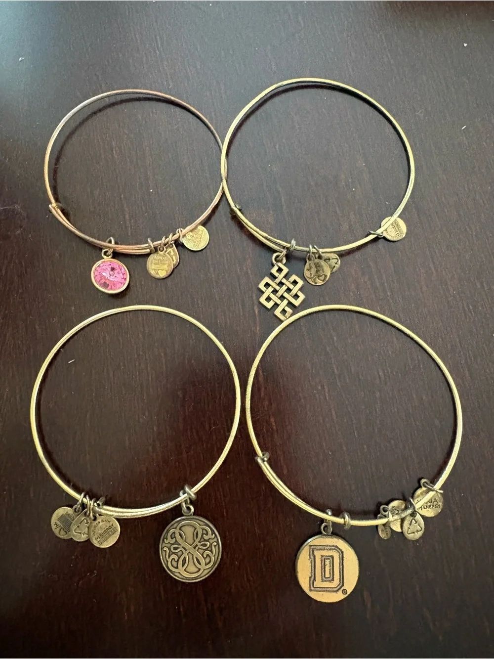 Alex and Ani Bundle of 4 Adjustable Charm Bracelets